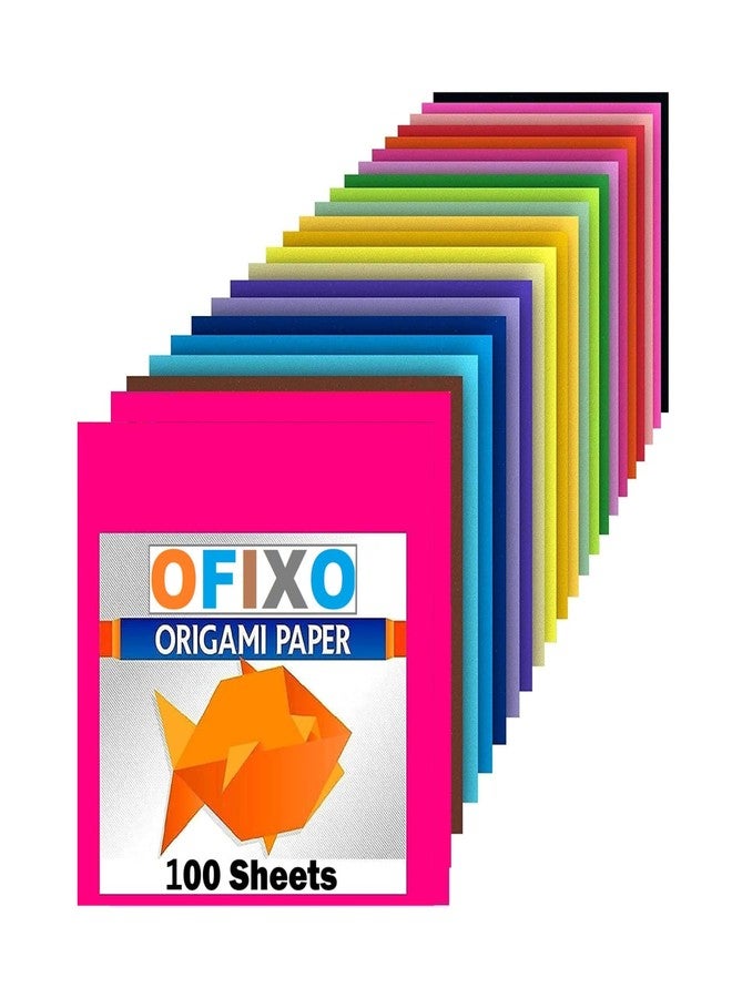 OFIXO مجموعة أوفيكسو من 100 قطعة من ورق الأوريغامي المربع، ذو وجهين بلون موحد، ورق قابل للطي متعدد الألوان، إكسسوارات حرفية يدوية للأطفال، ورق أوريغامي غير مسطر 15 × 15 (مجموعة من 5 قطع، متعدد الألوان) - Image 1